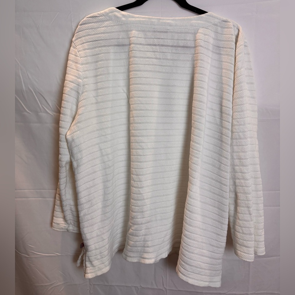 Talbots Cream Striped Hoodie Sweatshirt - Picture 6 of 9